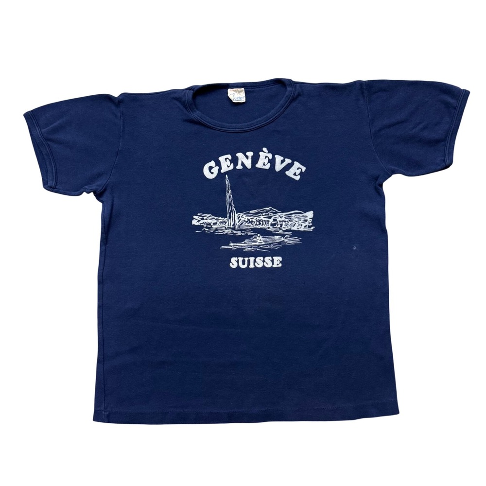 Vintage Cotter Geneve Suisse T-Shirt Travel Destination Souvenir Tee L